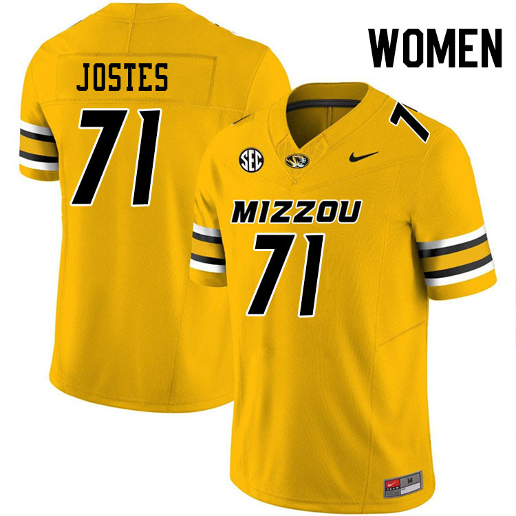 Women #71 Ryan Jostes Missouri Tigers College Football Jerseys Stitched-Gold